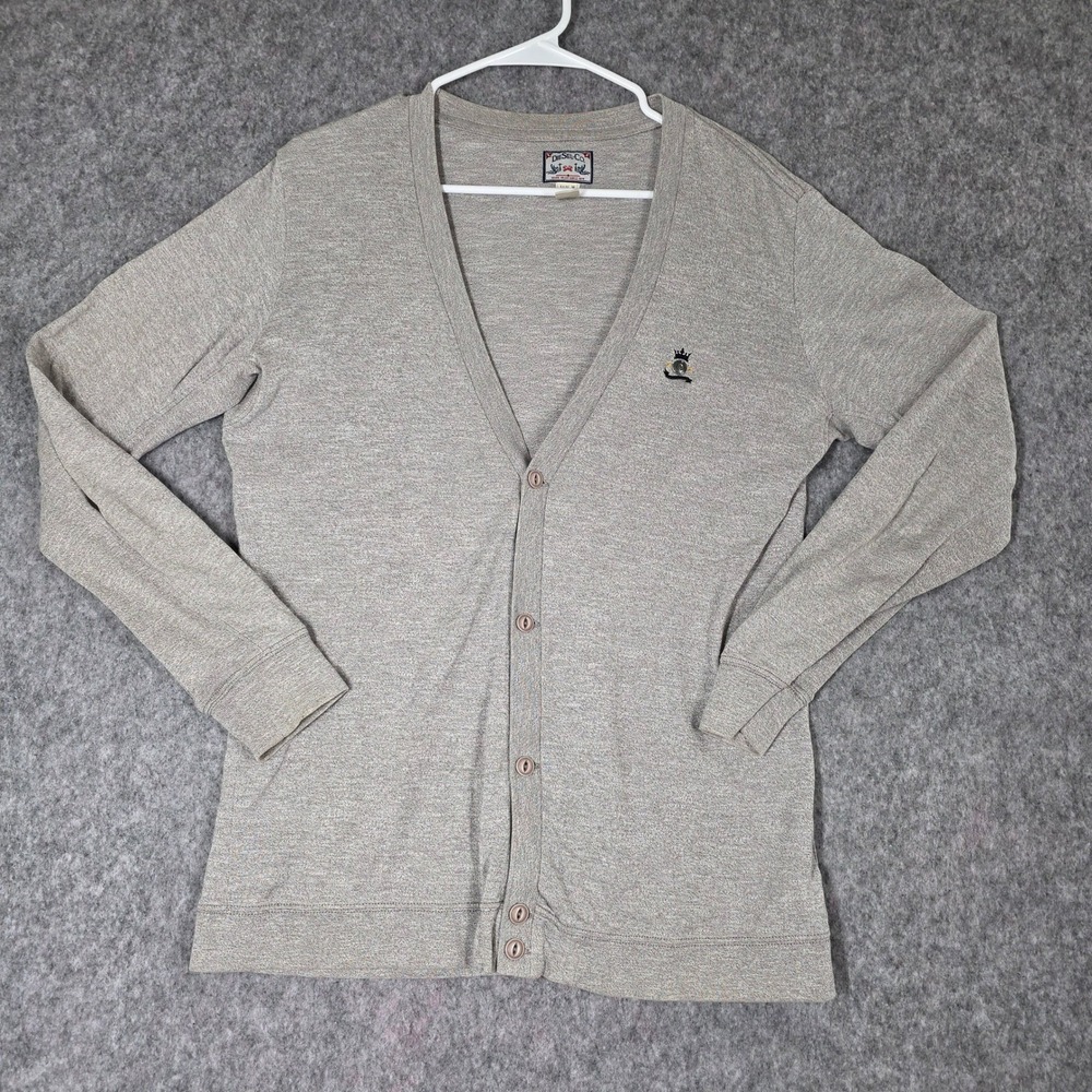 Diesel Tricot Cardigan Sweater Gray V-Neck Button Cotton‎ Granpacore Mens Medium